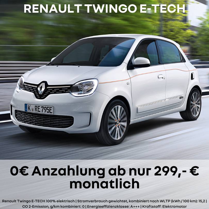 Renault ZOE E-Tech neu bei Autohaus Josef Fischer GmbH, offizieller Renault  Händler: Angebote, Aktionen und Fahrzeugkonfigurator